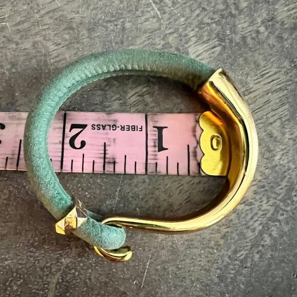 Green and gold metallic mixed material adjustable bracelet - Picture 8 of 8